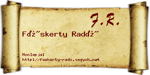 Fáskerty Radó névjegykártya